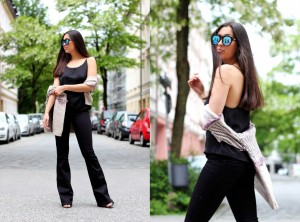 Strolling-Flared-Pants-Black-Mirrored-Sunnies-Streetstyle-Munich-Spring-Look-Zara-Heels