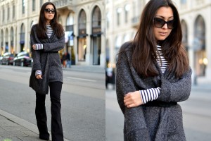 In Stripes And Knit - Lieblingsteile - Longcoat - Casual - Comfy - Look - OOTD - Streetstyle - Munich - German Fashionblog - Fashionista - Flared Pants - Schlaghose - Diesel - Maximilianstrasse